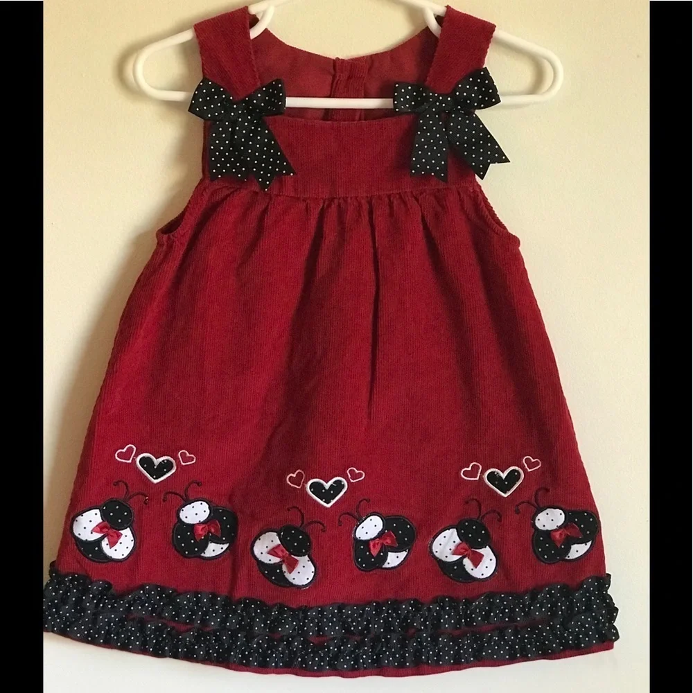 Rare 80’s Vintage Ladybug Appliqué Toddler Dress